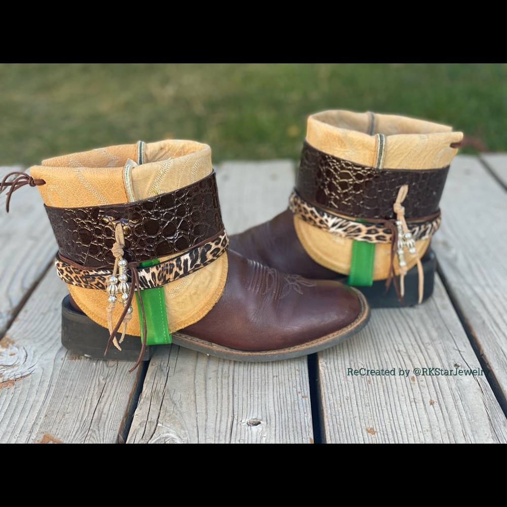 Size 8 Dark Reddish Brown Square Toe UPCycled Cowgirl Boots Womens Cowboy Boots